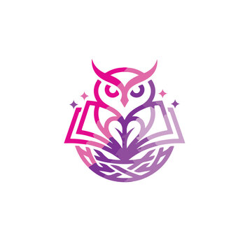 vector illustration of a owl & nest