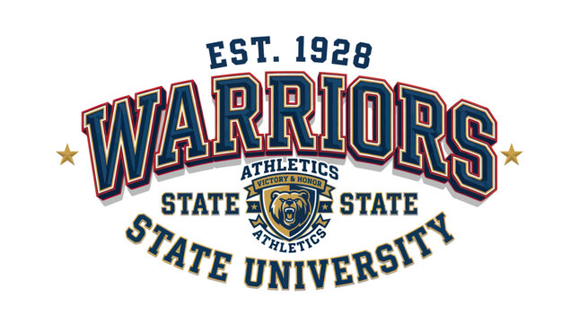 Warriors State University Athletics Est. 1928 Logo Emblem