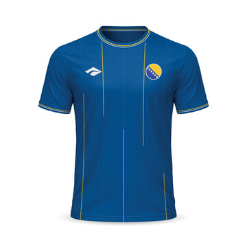 3d realistic home soccer jersey Bosnia national team, shirt template