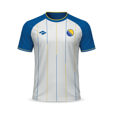 3d realistic away soccer jersey Bosnia national team, shirt template