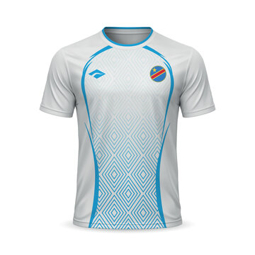 3d realistic away soccer jersey DR Congo national team, shirt template