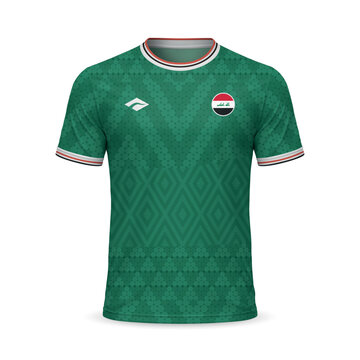 3d realistic home soccer jersey Iraq national team, shirt template