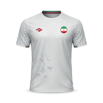 3d realistic home soccer jersey Iran national team, shirt template