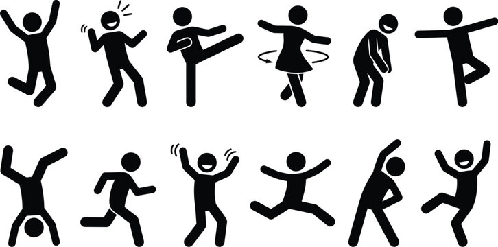 Collection of stick figures dancing
