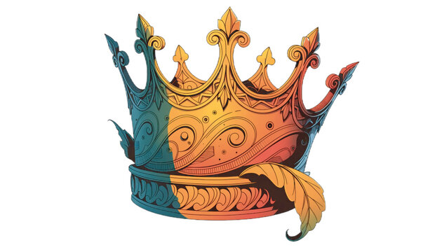 Mango carved into a royal crown shape, fantasy tropical fruit concept, EPS vector, transparent background