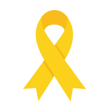 Yellow awareness ribbon symbol on white background