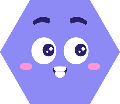 Cute Hexagon Math Shape Character Illustration