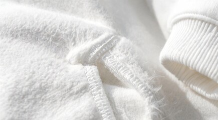 Detailed white hoodie fabric texture with fleece lining and ribbed cuff for apparel mockup design © Dian