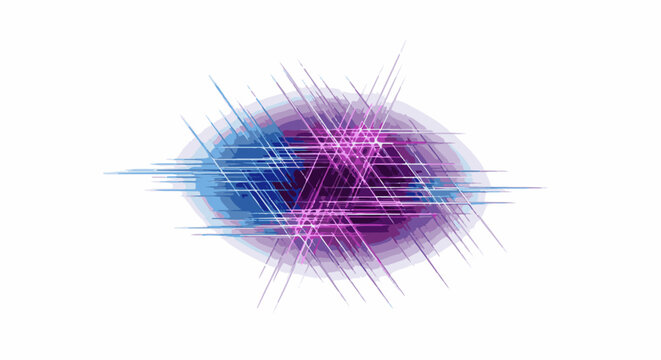 Abstract intersecting lines of blue and purple hues creating a dynamic burst effect