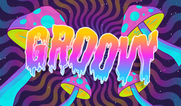groovy psychedelic trippy illusion effect hallucinogen editable text effect template typography lettering