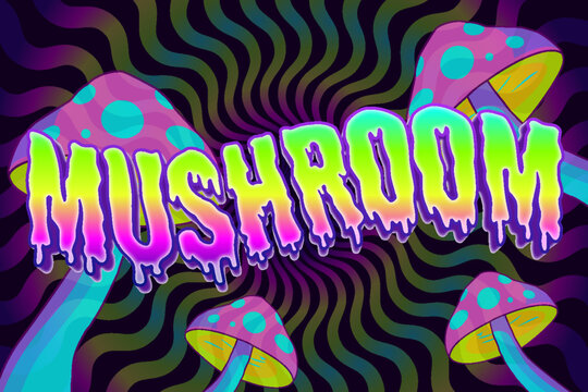 mushroom trippy psychedelic optical illusion effect editable text effect template typography lettering