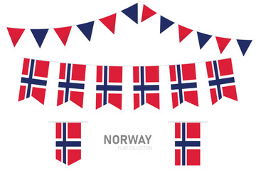 Obraz premium Norway national flag collection, Flag garlands festive bunting triangle banners and hanging flag