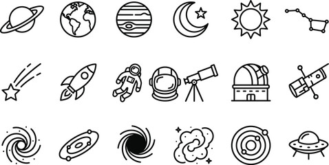 Space and Astronomy Line Icons Set © MD Asharaful