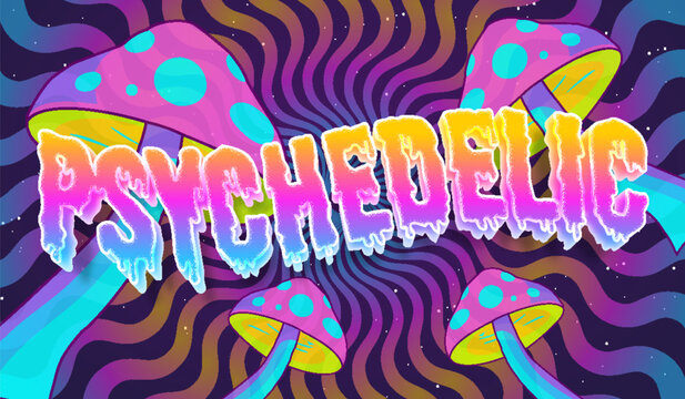 psychedelic trippy mushroom illusion effect hallucinogen editable text effect template typography lettering