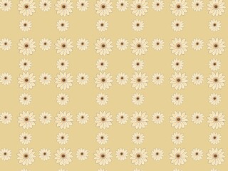 Pattern featuring stylized white daisies (Bellis perennis) with brown centers against a beige background. The daisies are evenly spaced, creating a symmetrical and repetitive design. The pattern is si © ALEXO444