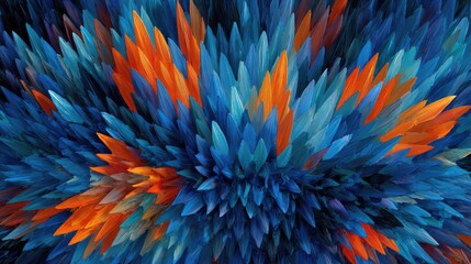 Obraz premium Explosive burst of blue and orange crystalline spikes
