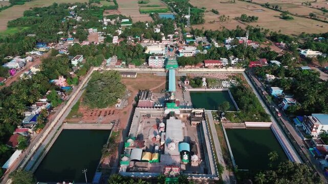 Aerial Footage of Famous Navagraha Temple Thiruvenkadu