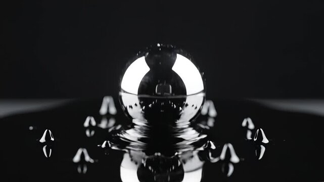 Metal sphere in liquid with spikes