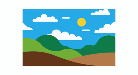 Obraz premium A bright, clear day with rolling green hills under a blue sky with clouds