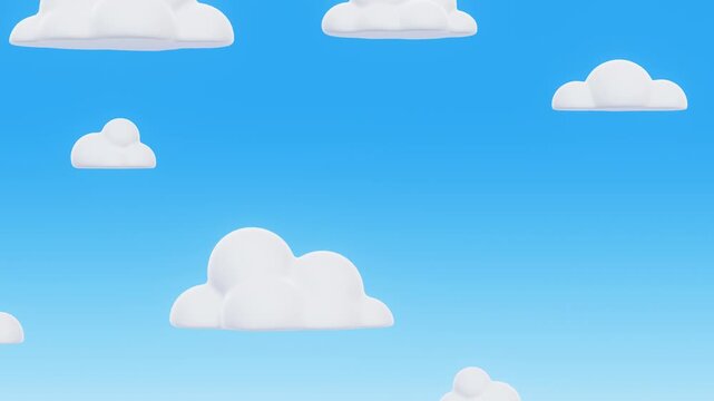 3D clouds in the sky background loop animation cloud video game - 4k 60 fps