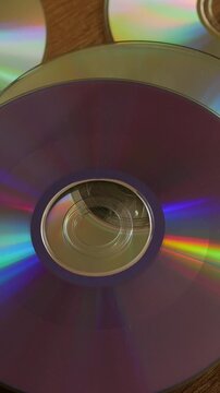 Vertical macro shot of reflective CD layers