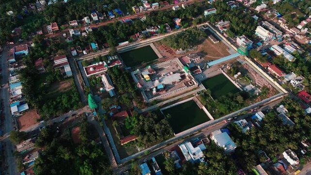 Drone Footage of Ancient Shiva Temple and Sacred Tanks India