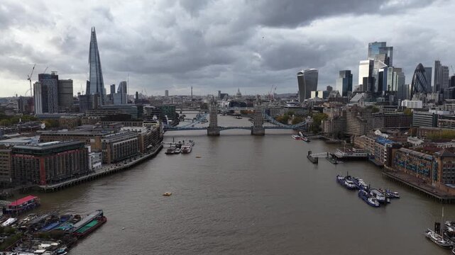 Aerial Drone View of Tower Bridge, London