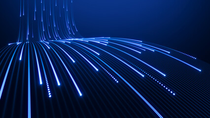 Abstract technology bakground, Streaming data, data moving - Digital Code road, ai, artificial intelligence concept - 3d illustration