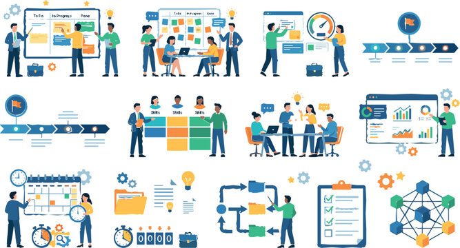 Project Management Workflow Collection with Agile Planning, Team Collaboration, Task Tracking, Performance Analytics, and Business Process Optimization