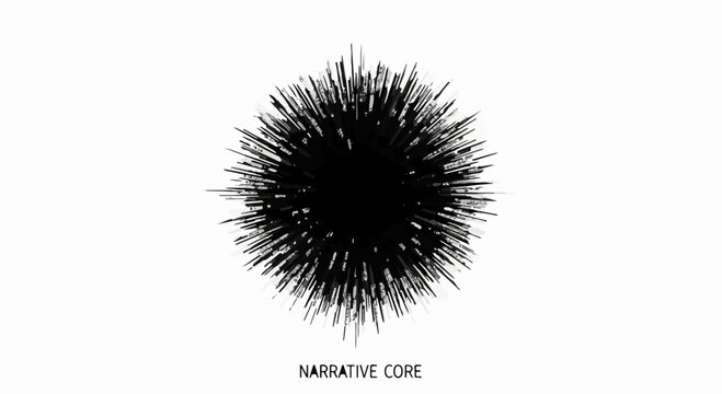 Abstract burst of black lines creating a spherical shape on white background