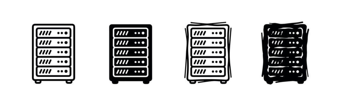 Server Rack or Data Center Cabinet Icon Set