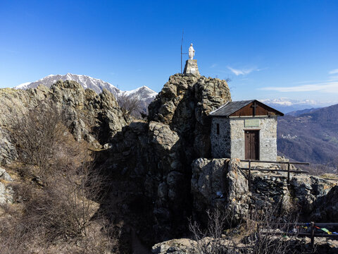 View of the summit of Rocca Sella (Caprie - Italy)