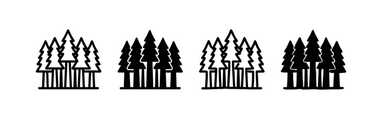 Coniferous forest icon with trees and fence detail © liubomir118809