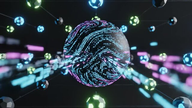 Abstract glowing spheres in space