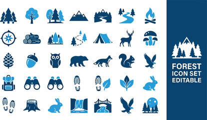 Forest Icons Vector Pack Nature and Wildlife Elements for Your Projects © Iconesia Studio