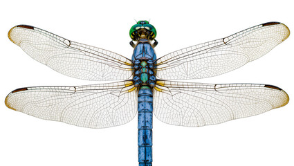 Blue dragonfly with wings and green eyes © Ari