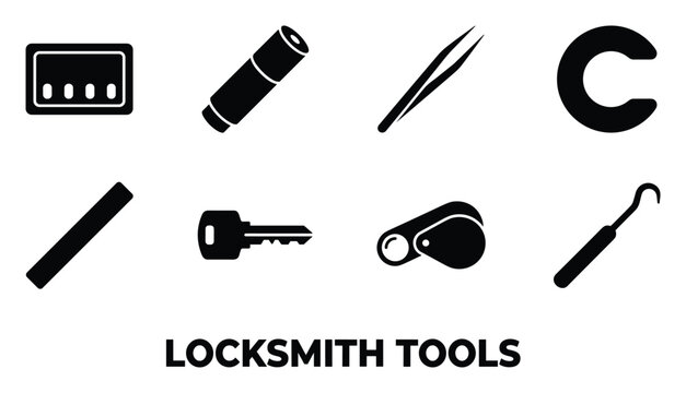 Locksmith tools for key duplication, picking, and lock servicing.