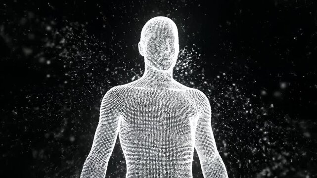 Explosion of white particles on black background