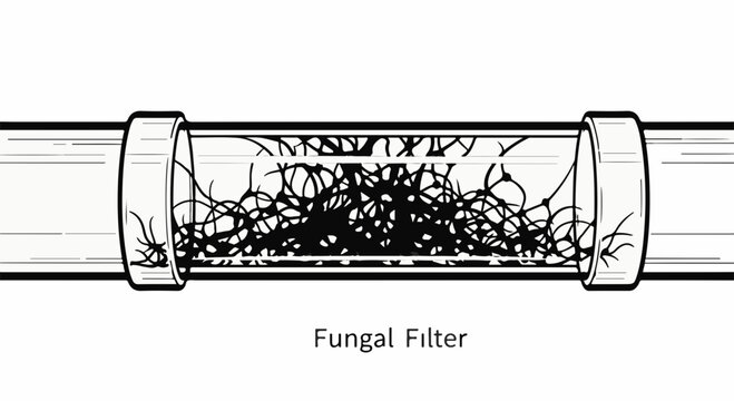 Clogged pipe illustrating a fungal filter blockage