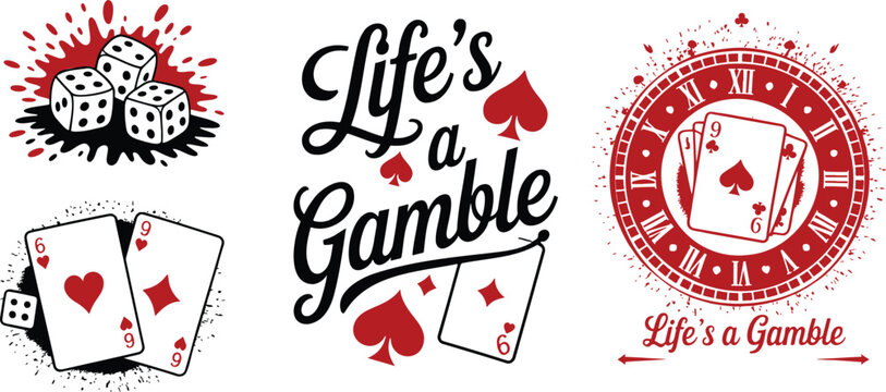 Isometric view of a poker table with casino chips and a pair of dice for gambling entertainment