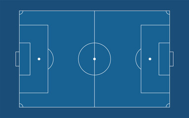 Obraz premium Soccer field top view blue background clean football pitch layout