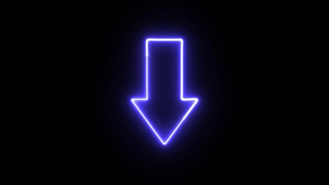 futuristic blue neon down arrow digital motion glowing navigation indicator