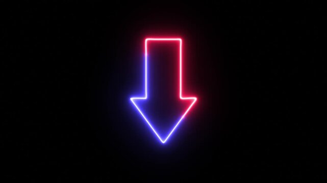 glowing blue red neon down arrow dynamic motion graphics navigation indicator