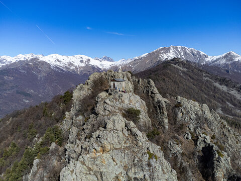 View of the summit of Rocca Sella (Caprie - Italy)