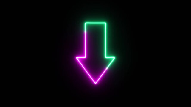 glowing green purple neon down arrow dynamic motion graphics navigation indicator