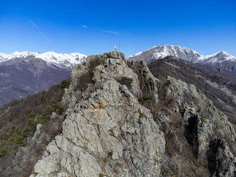 View of the summit of Rocca Sella (Caprie - Italy)