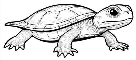 Obraz premium Intricate Line Art of a Turtle, Showcasing Detailed Contours and Reptilian Features in Vector Style