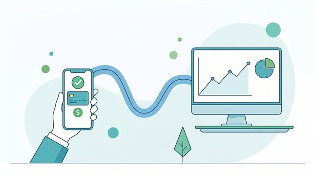 Smartphone connecting to computer for data sync and analysis
