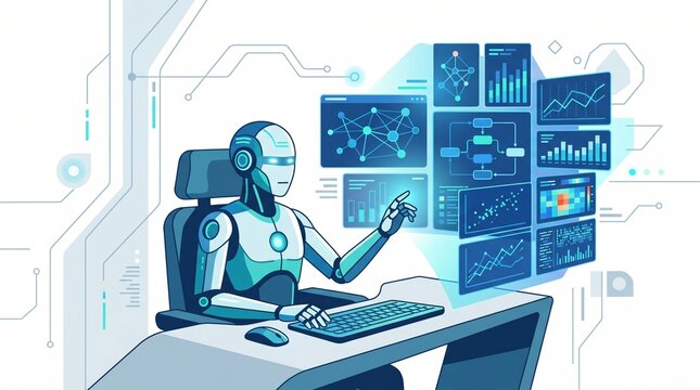 Robot using a computer to analyze digital data charts