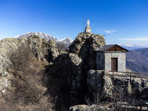 View of the summit of Rocca Sella (Caprie - Italy)